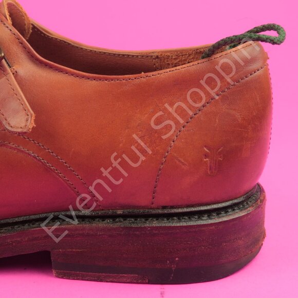 Frye Shoes Mens 9.5 D Brown Dress Burnished Cap Toe Double Monk Strap Oxfords - Picture 12 of 15